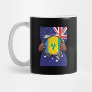 St Vincent And The Grenadines Flag Australian Flag Ripped - Gift for Saint Vincentian From St Vincent And The Grenadines Mug